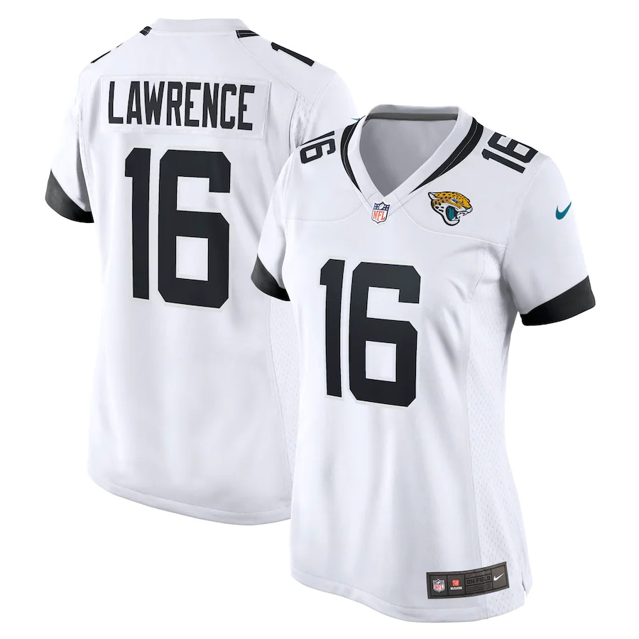 Custom Womens Jacksonville Jaguars #16 Trevor Lawrence Nike White 2021 NFL Draft First Round Pick Game Jersey->youth nfl jersey->Youth Jersey
